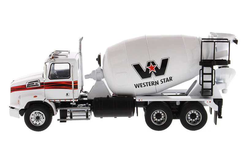 Western Star 4700 SBFA Tandem w/ Concrete Mixer White (Transport Series) 1:50 Scale Model - Diecast Masters 71035 - Image 3