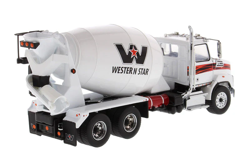 Western Star 4700 SBFA Tandem w/ Concrete Mixer White (Transport Series) 1:50 Scale Model - Diecast Masters 71035 - Image 4