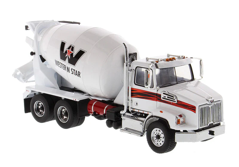 Western Star 4700 SBFA Tandem w/ Concrete Mixer White (Transport Series) 1:50 Scale Model - Diecast Masters 71035 - Image 5