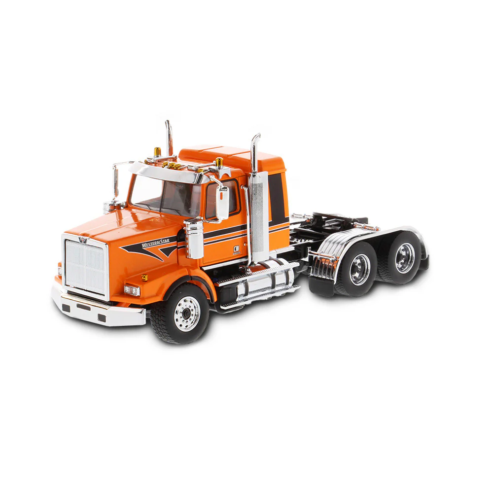 Western Star 4900 SBFA Tandem w/ 40" Sleeper - Metalic Orange & Black Swoosh (Transport Series) Diecast 1:50 Model - Diecast Masters 71063
